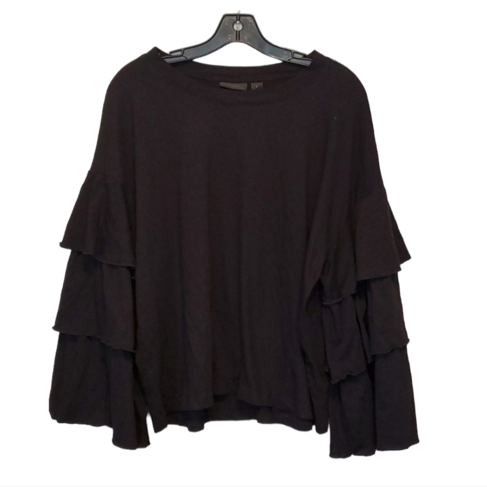 Halogen Womens Top Blouse Bell Ruffle Sleeves sz 1(14-16)